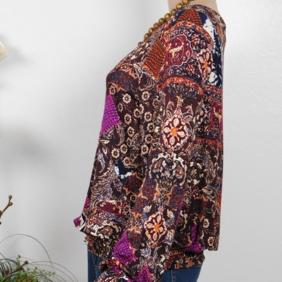 Cupio Smocked Top Boho Peasant Long Sleeve M New - Picture 5 of 8